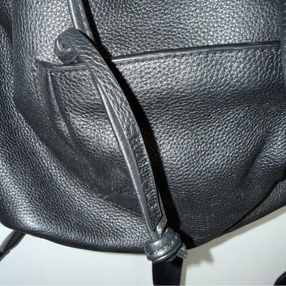 Elizabeth and James Black Leather Slouchy Drawstring Backpack main image 9